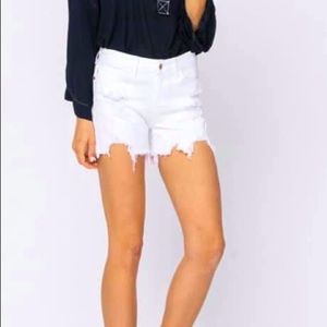 Shark bite distressed cut offs